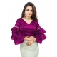 Generic Women's Organza Solid V Neck Layered Ruffle Sleeve Readymade Blouse (Magenta Free Size , up to 38–40 Bust)-PID65853 Generic Women's Organza Solid V Neck Layered Ruffle Sleeve Readymade Blouse (Magenta Free Size , up to 38–40 Bust)-PID65853