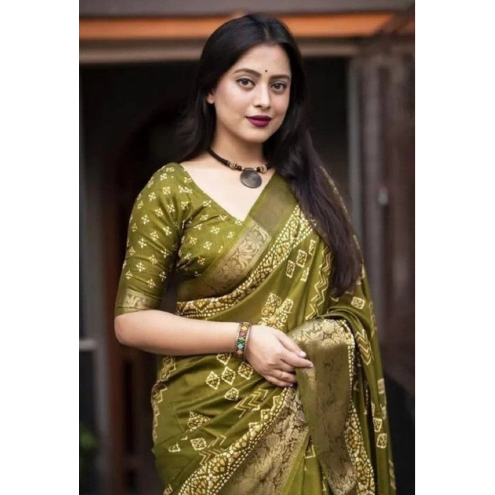 Generic Women's Cotton Silk Printed Saree With Unstitched Blouse 5.5Mtr (Green) Generic Women's Cotton Silk Printed Saree With Unstitched Blouse 5.5Mtr (Green)