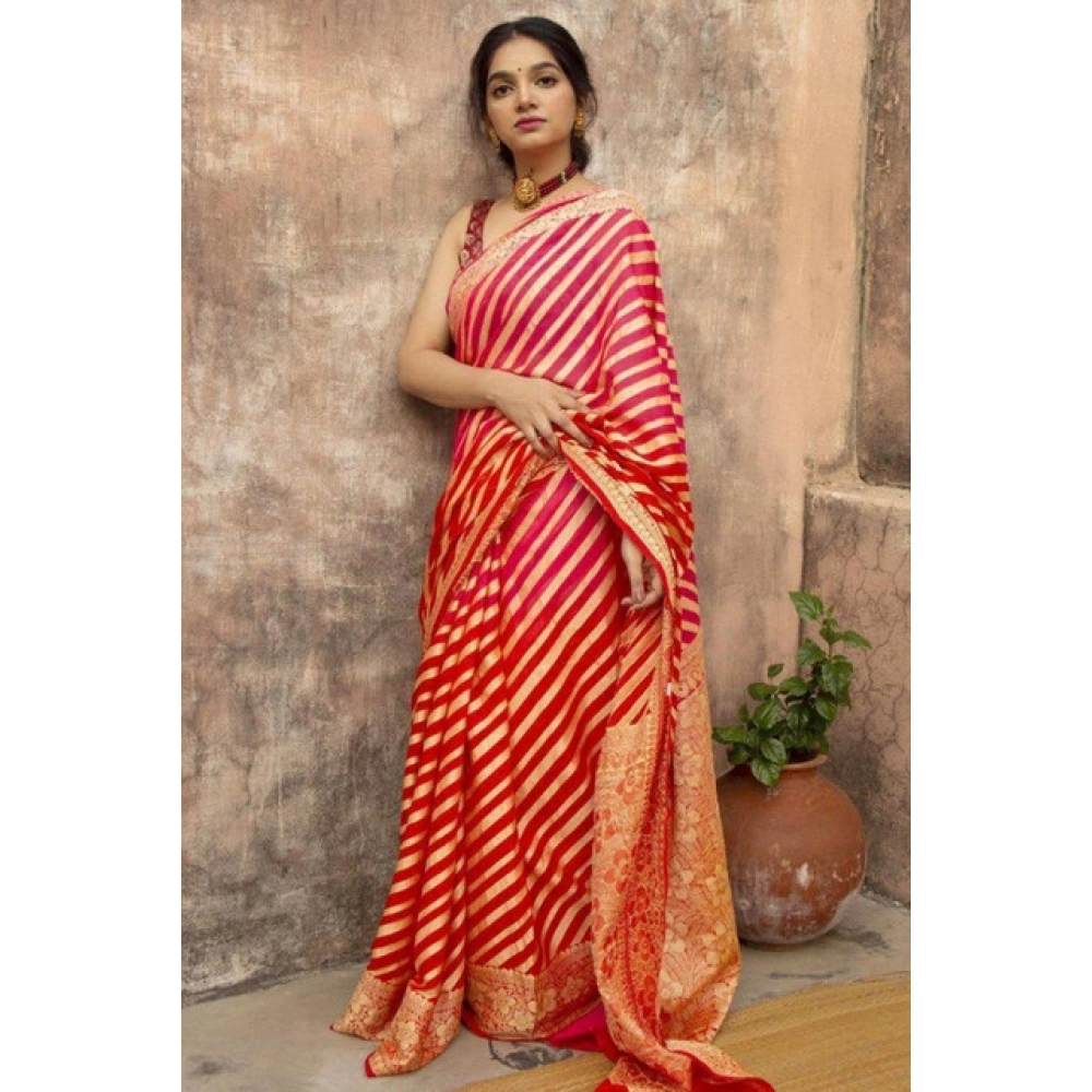 Generic Women's Soft Litchi Silk Jacquard Work Saree With Unstitched Blouse 5.5Mtr (Red) Generic Women's Soft Litchi Silk Jacquard Work Saree With Unstitched Blouse 5.5Mtr (Red)