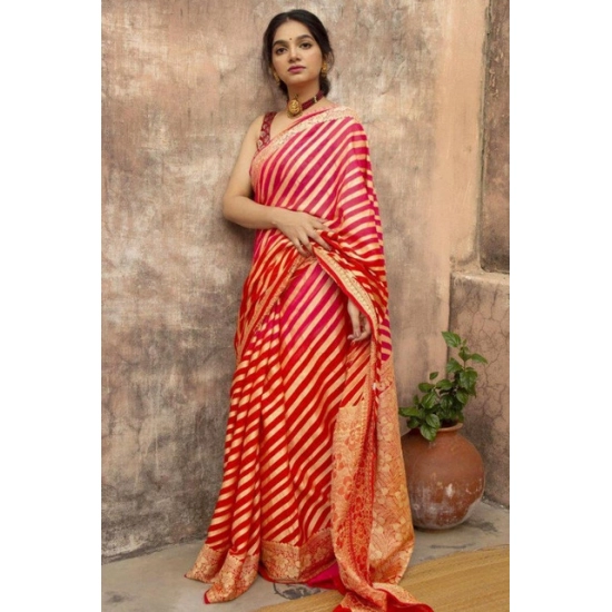 Generic Women's Soft Litchi Silk Jacquard Work Saree With Unstitched Blouse 5.5Mtr (Red) Generic Women's Soft Litchi Silk Jacquard Work Saree With Unstitched Blouse 5.5Mtr (Red)