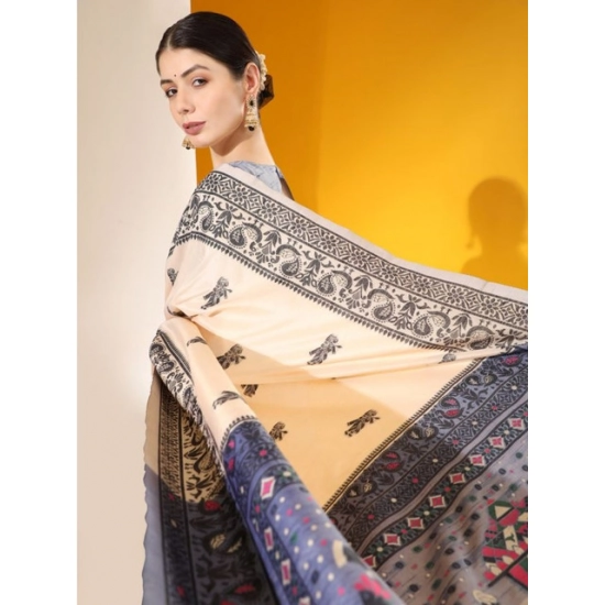 Generic Women's Raw_Silk Woven_Motif Saree With Unstitched Blouse 5.5Mtr (Off_White) Generic Women's Raw_Silk Woven_Motif Saree With Unstitched Blouse 5.5Mtr (Off_White)