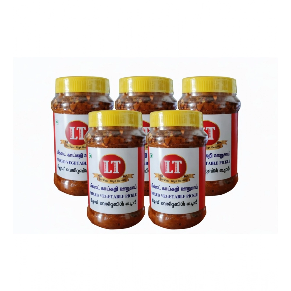 Generic Pack of_5 100GM LT Mixed Veg Pickle Traditional Digestive Side Dish (Red)