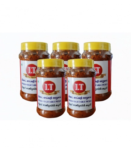 Generic Pack of_5 100GM LT Mixed Veg Pickle Traditional Digestive Side Dish (Red)