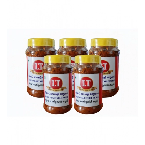 Generic Pack of_5 100GM LT Mixed Veg Pickle Traditional Digestive Side Dish (Red)