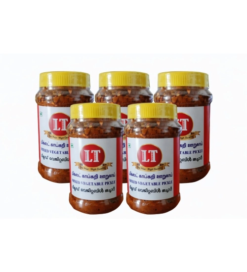 Generic Pack of_5 100GM LT Mixed Veg Pickle Traditional Digestive Side Dish (Red)