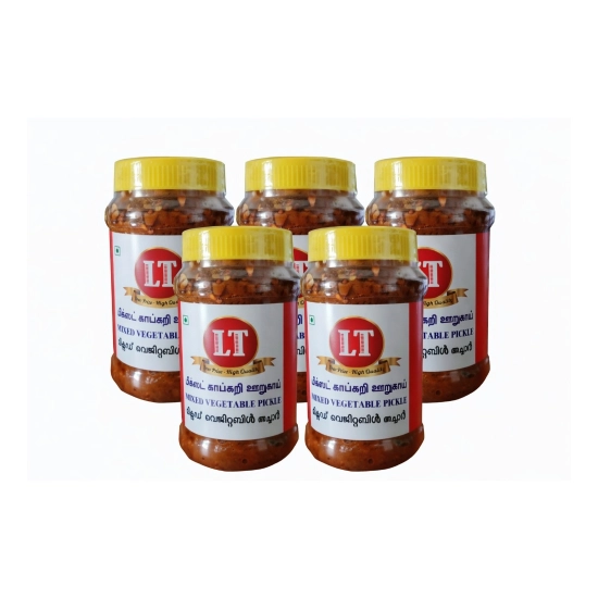 Generic Pack of_5 100GM LT Mixed Veg Pickle Traditional Digestive Side Dish (Red)