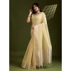 Generic Women's Tissue Checks_With_Buttis Saree With Unstitched Blouse 5.5Mtr (Yellow)