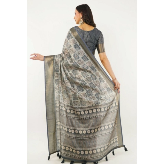 Generic Women's Polyester Printed Saree With Unstitched Blouse 5.5 Mtr (Grey) Generic Women's Polyester Printed Saree With Unstitched Blouse 5.5 Mtr (Grey)