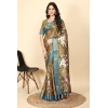 Generic Women's Cotton Blend Floral Printed Saree With Unstitched Blouse 5.5Mtr (Multicolor)