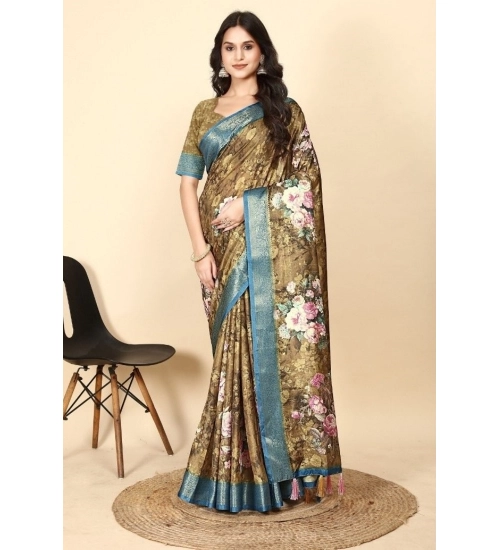 Generic Women's Cotton Blend Floral Printed Saree With Unstitched Blouse 5.5Mtr (Multicolor) Generic Women's Cotton Blend Floral Printed Saree With Unstitched Blouse 5.5Mtr (Multicolor)