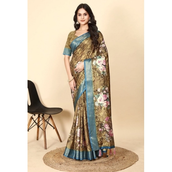 Generic Women's Cotton Blend Floral Printed Saree With Unstitched Blouse 5.5Mtr (Multicolor) Generic Women's Cotton Blend Floral Printed Saree With Unstitched Blouse 5.5Mtr (Multicolor)