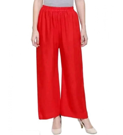 Generic Women's Casual Rayon Solid Ankle Length Palazzo (Red, Free Size)