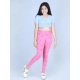 Generic Girl's Cotton Lycra Printed Elasticated Leggings (Pink)