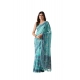 Generic Women's Georgette Printed Saree With Unstitched Blouse 5.5Mtr (Aqua_Blue)