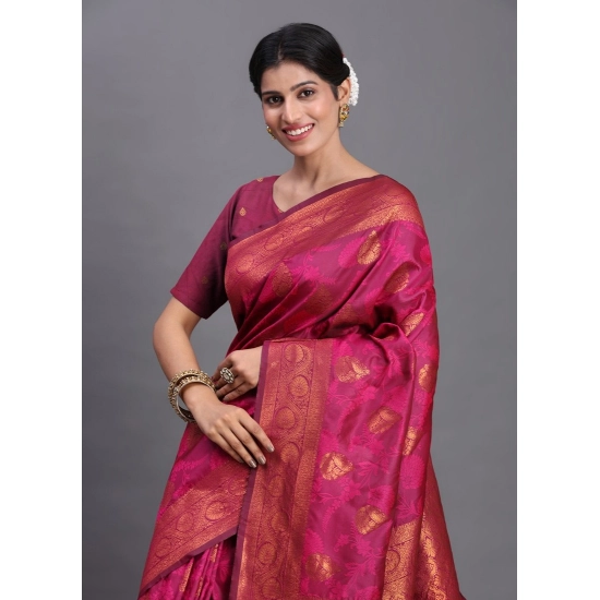 Generic Women's Silk Printed Saree With Unstitched Blouse 5.5Mtr (Magenta) Generic Women's Silk Printed Saree With Unstitched Blouse 5.5Mtr (Magenta)