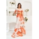Generic Women's Linen Cotton Printed Ready To Wear Saree With Unstitched Blouse 5.5 Mtr (Orange)
