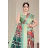 Generic Women's Cotton Silk  Printed Saree With Unstitched Blouse 5.5Mtr (Light Green)