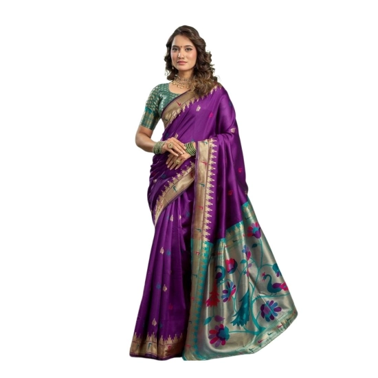 Generic Women's Silk Blend Woven Saree With Unstitched Blouse 5.5 Mtr (Purple) Generic Women's Silk Blend Woven Saree With Unstitched Blouse 5.5 Mtr (Purple)
