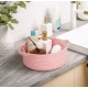 Generic Cotton 8x3 Inch Round Bedside Organizer With Out Lid (Pink)
