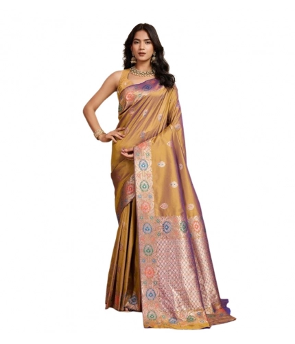 Generic Women's Faux_Banarasi_Silk Woven Saree With Unstitched Blouse 5.5Mtr (Mustard)