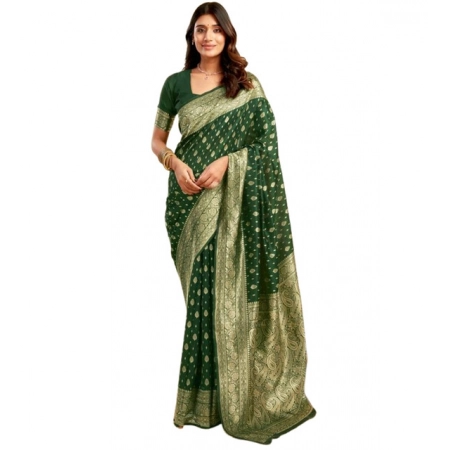 Generic Women's Jacquard Printed Saree With Unstitched Blouse 5.5Mtr (Green) Generic Women's Jacquard Printed Saree With Unstitched Blouse 5.5Mtr (Green)