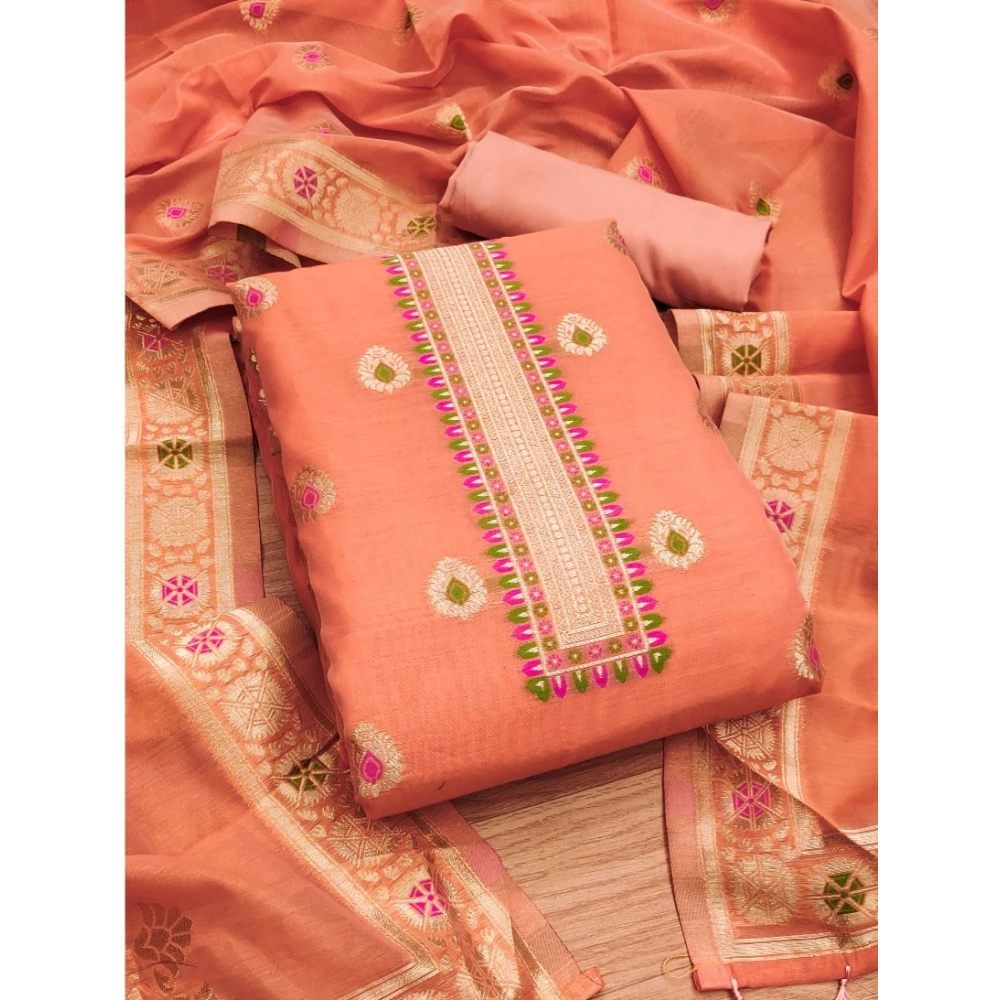 Generic Women's Banarasi Silk Printed Unstitched Salwar Suit Material With Dupatta (Peach, 3Mtrs) Generic Women's Banarasi Silk Printed Unstitched Salwar Suit Material With Dupatta (Peach, 3Mtrs)