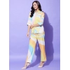 Generic Women's Polyester Colour Blocking 3-4th Sleeve Co-Ord Set (Multicolor)
