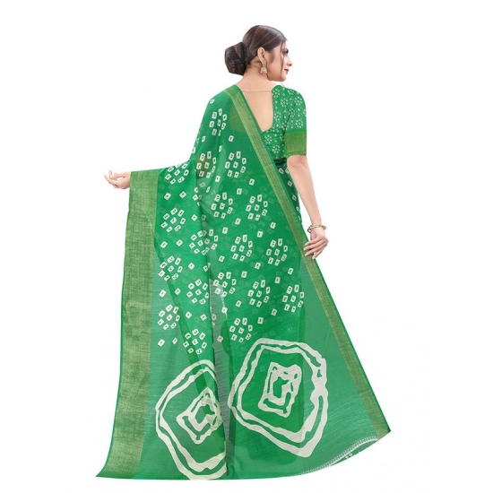 Generic Women's Cotton Silk Bandhni Saree With Unstitched Blouse 5.5Mtr (Light Green) Generic Women's Cotton Silk Bandhni Saree With Unstitched Blouse 5.5Mtr (Light Green)