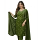 Generic Women's Georgette Ethnic Motif Round 3/4th Sleeve Kurti With Pant Dupatta Set (Mahendi)