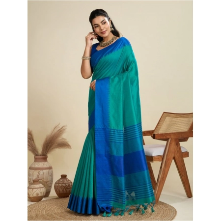 Generic Women's Raw_Silk Woven Saree With Unstitched Blouse 5.5Mtr (Aqua_Blue) Generic Women's Raw_Silk Woven Saree With Unstitched Blouse 5.5Mtr (Aqua_Blue)