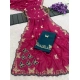 Generic Women's Star Georgette Embellished Saree With Unstitched Blouse 5.5Mtr (Magenta-Green)