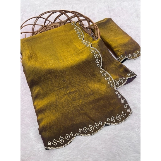 Generic Women's Satin Embellished Saree With Unstitched Blouse 5.5Mtr (Mustard) Generic Women's Satin Embellished Saree With Unstitched Blouse 5.5Mtr (Mustard)