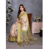Generic Women's Cotton Silk  Printed Saree With Unstitched Blouse 5.5Mtr (Olive Green)