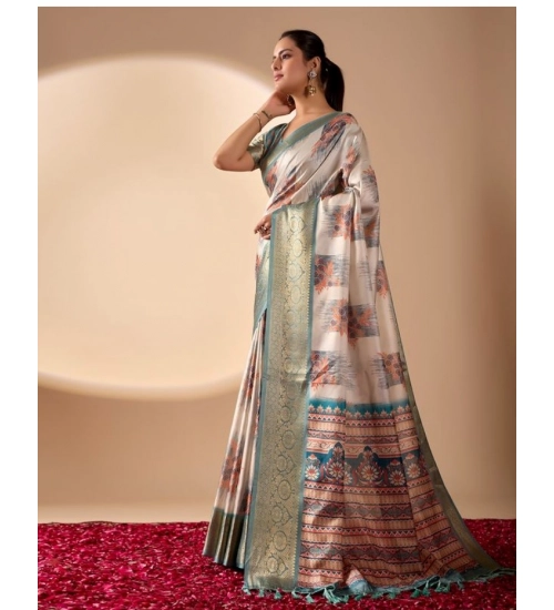 Generic Women's Faux_Silk_Blend Printed Saree With Unstitched Blouse 5.5Mtr (Beige) Generic Women's Faux_Silk_Blend Printed Saree With Unstitched Blouse 5.5Mtr (Beige)