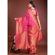 Generic Women's Banarasi Silk Printed Saree With Unstitched Blouse 5.5Mtr (Magenta)