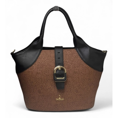 Generic Women's Polyurethane Textured Two-Tone Tote Handbag with Adjustable & Removable Strap (Brown) Generic Women's Polyurethane Textured Two-Tone Tote Handbag with Adjustable & Removable Strap (Brown)