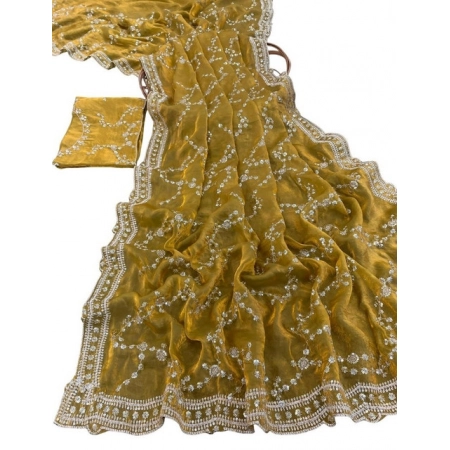 Generic Women's Silk Embellished Saree With Unstitched Blouse 5.5Mtr (Mustard-Yellow) Generic Women's Silk Embellished Saree With Unstitched Blouse 5.5Mtr (Mustard-Yellow)