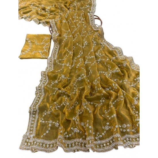 Generic Women's Silk Embellished Saree With Unstitched Blouse 5.5Mtr (Mustard-Yellow) Generic Women's Silk Embellished Saree With Unstitched Blouse 5.5Mtr (Mustard-Yellow)