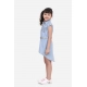 Generic Girl's Denim Hi Lo Short Sleeve Dress with Belt (Blue) Generic Girl's Denim Hi Lo Short Sleeve Dress with Belt (Blue)