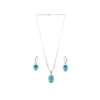 Generic Women's Brass Silver Plated Pendant Set (Blue)