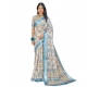 Generic Women's Printed Cotton Linen Saree withPrinted  Saree With Unstitched Blouse (Beige , 5-6Mtrs)