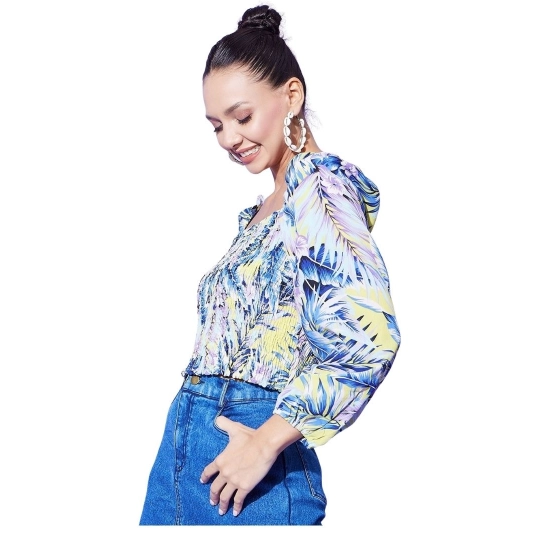 Generic Women's Polyester Floral Long Sleeves Top (Multicolor) Generic Women's Polyester Floral Long Sleeves Top (Multicolor)