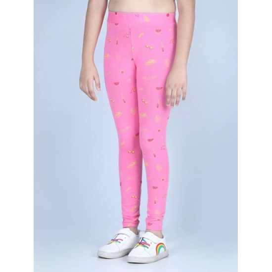 Generic Girl's Cotton Lycra Printed Elasticated Leggings (Pink) Generic Girl's Cotton Lycra Printed Elasticated Leggings (Pink)