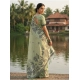 Generic Women's Linen Cotton Printed Saree With Unstitched Blouse 5.5Mtr (Light Green)