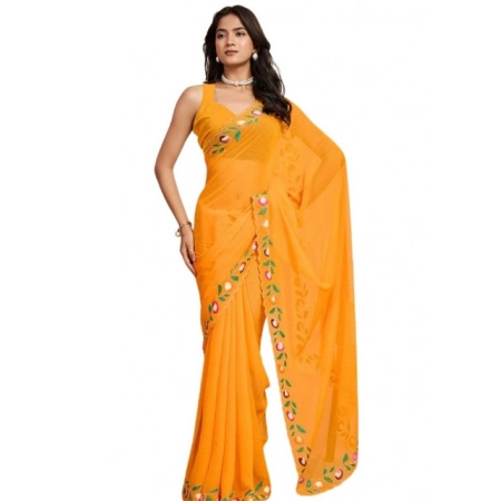 Generic Women's Georgette Printed Saree With Unstitched Blouse 5.5Mtr (Yellow) Generic Women's Georgette Printed Saree With Unstitched Blouse 5.5Mtr (Yellow)