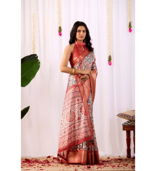 Generic Women's Faux_Silk Printed Saree With Unstitched Blouse 5.5Mtr (Off_White) Generic Women's Faux_Silk Printed Saree With Unstitched Blouse 5.5Mtr (Off_White)