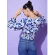 Generic Women's Polyester Floral Long Sleeves Top (Blue) Generic Women's Polyester Floral Long Sleeves Top (Blue)