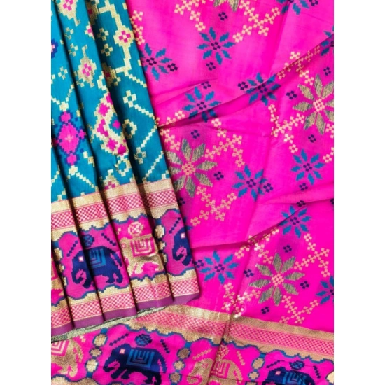 Generic Women's Patola Silk Meena And Zari Woven Saree With Unstitched Blouse 5.5Mtr (Blue) Generic Women's Patola Silk Meena And Zari Woven Saree With Unstitched Blouse 5.5Mtr (Blue)