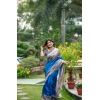 Generic Women's Faux_Tussar Geometric_Print Saree With Unstitched Blouse 5.5Mtr (Royal_Blue)