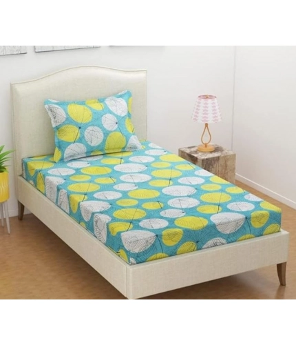 Generic Microfiber Floral Printed Single Bedsheet with 1 Pillow Cover (Green)